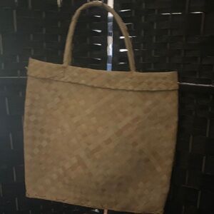 Elegant Tan Woven Tote Bag